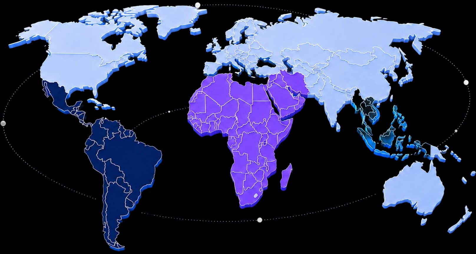 World map highlighting nomo partner regions